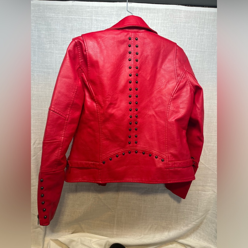 Red faux leather jacket, XS - Picture 2 of 5
